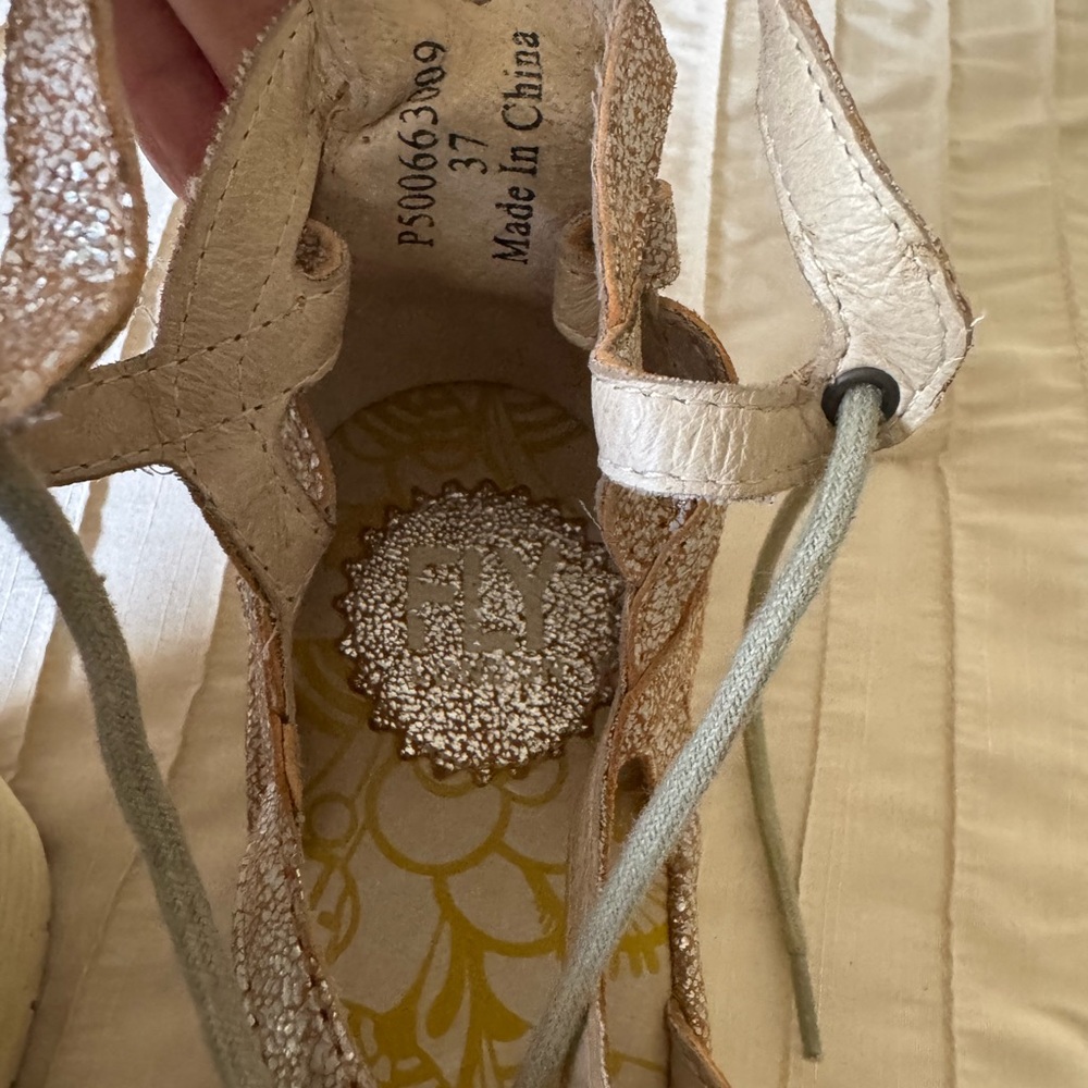 Fly London Women's Yuke Tan/Silver and Cream Sandals - Picture 6 of 7